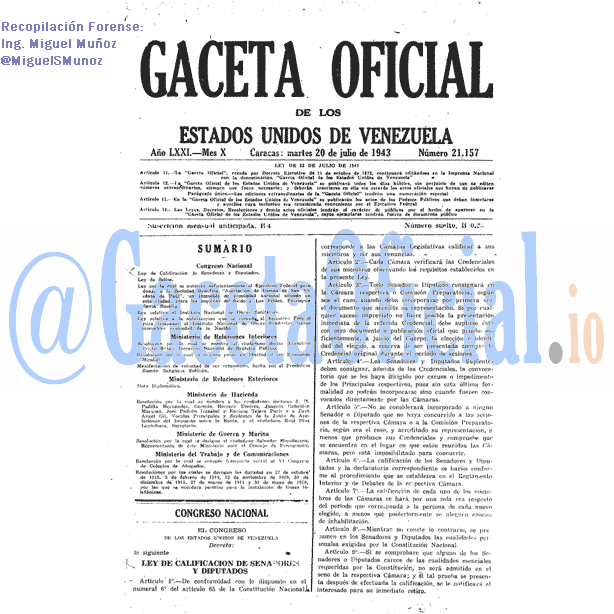 Gaceta Oficial 21157 del 20 Julio 1943