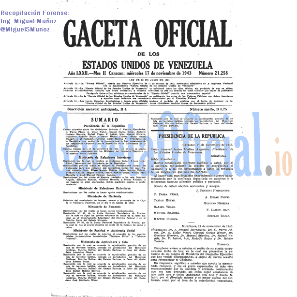 Gaceta Oficial 21258 del 17 Noviembre 1943