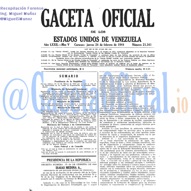 Gaceta Oficial 21341 del 24 Febrero 1944