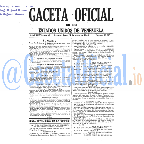 Gaceta Oficial 21967 del 25 Marzo 1946