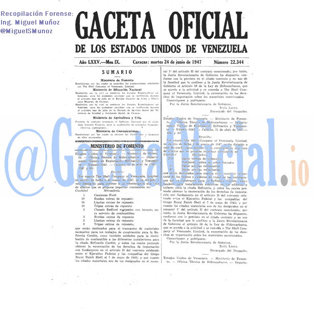 Gaceta Oficial 22344 del 24 Junio 1947