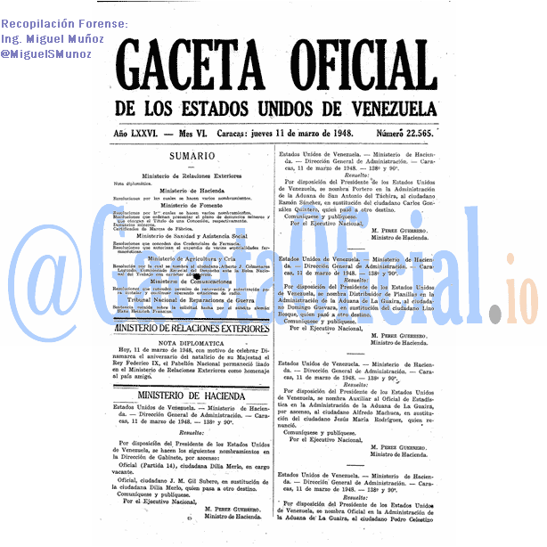 Gaceta Oficial 22565 del 11 Marzo 1948