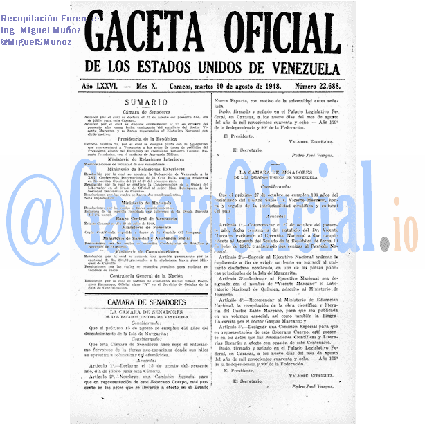 Gaceta Oficial 22688 del 10 Agosto 1948