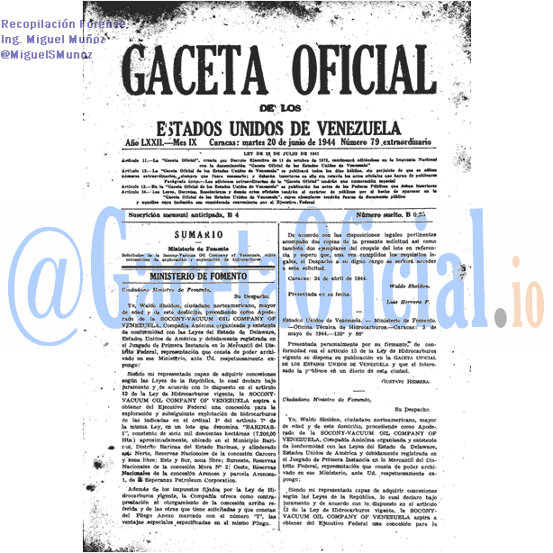 Gaceta Oficial 79 del 20 Junio 1944