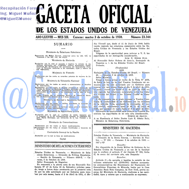 Gaceta Oficial 23344 del 3 Octubre 1950