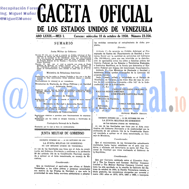 Gaceta Oficial 23356 del 18 Octubre 1950