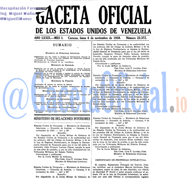 Gaceta Oficial 23372 del 6 Noviembre 1950