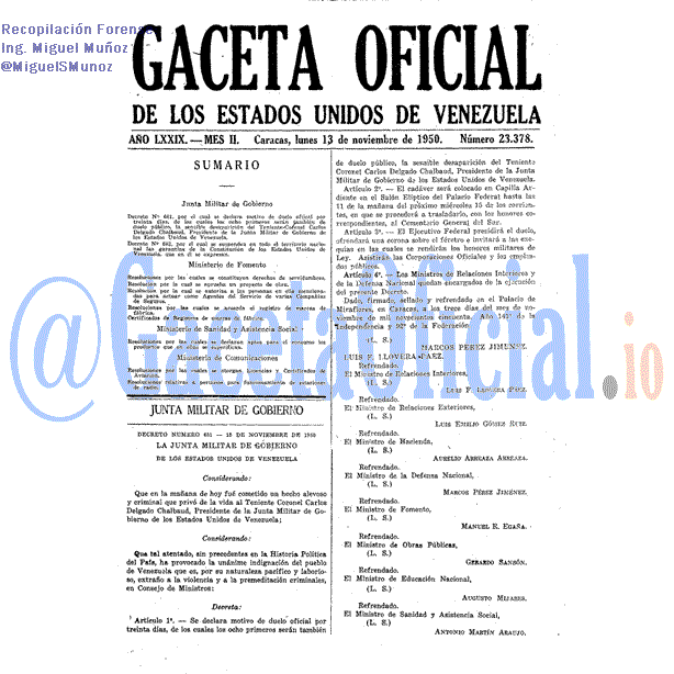 Gaceta Oficial 23378 del 13 Noviembre 1950