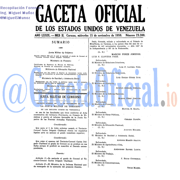 Gaceta Oficial 23380 del 15 Noviembre 1950