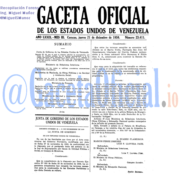 Gaceta Oficial 23411 del 21 Diciembre 1950