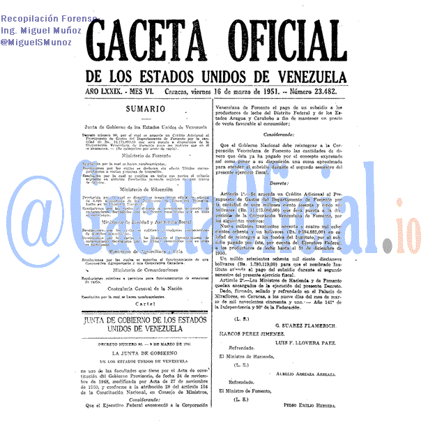 Gaceta Oficial 23482 del 16 Marzo 1951