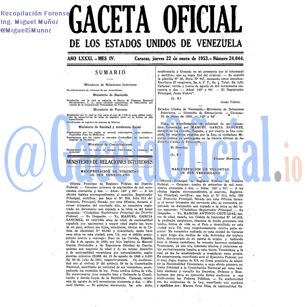 Gaceta Oficial 24044 del 22 Enero 1953