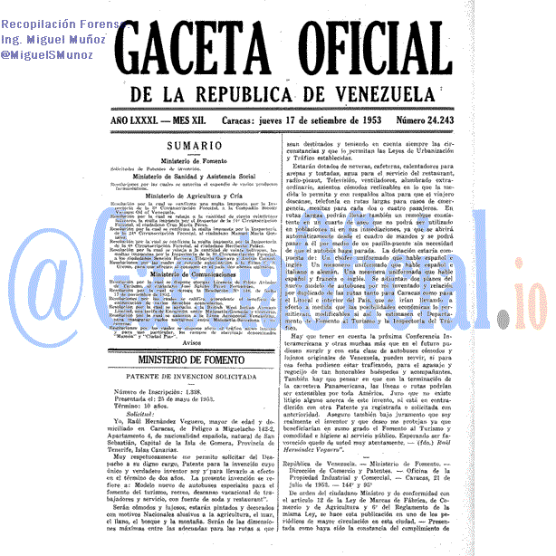 Gaceta Oficial 24243 del 17 Septiembre 1953