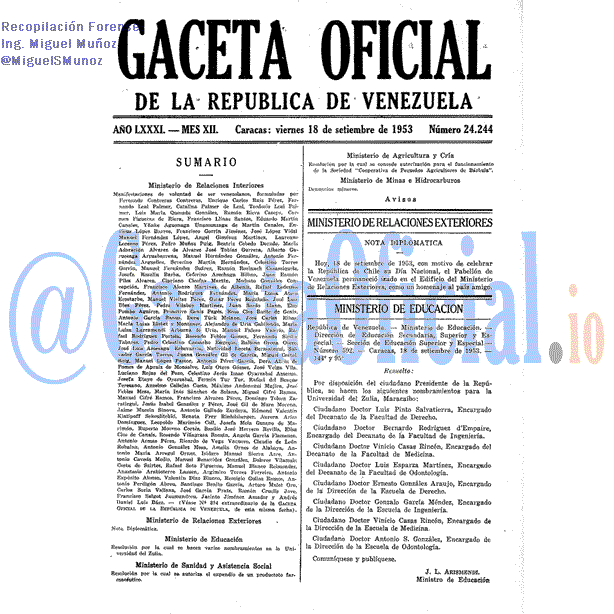 Gaceta Oficial 24244 del 18 Septiembre 1953
