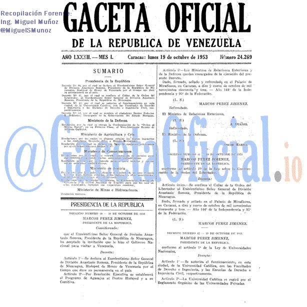 Gaceta Oficial 24269 del 19 Octubre 1953
