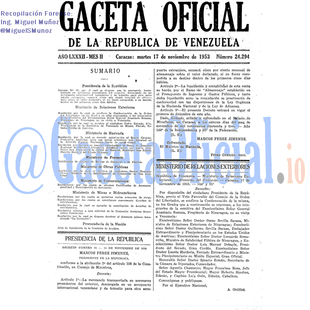 Gaceta Oficial 24294 del 17 Noviembre 1953