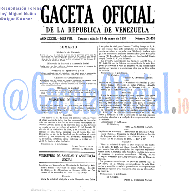 Gaceta Oficial 24453 del 29 Mayo 1954