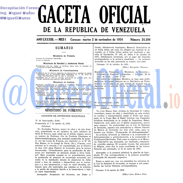 Gaceta Oficial 24584 del 2 Noviembre 1954
