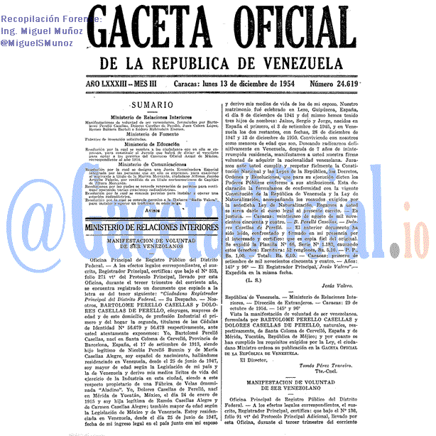 Gaceta Oficial 24619 del 13 Diciembre 1954