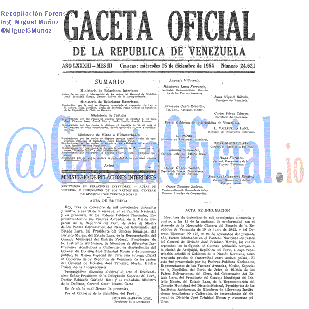 Gaceta Oficial 24621 del 15 Diciembre 1954