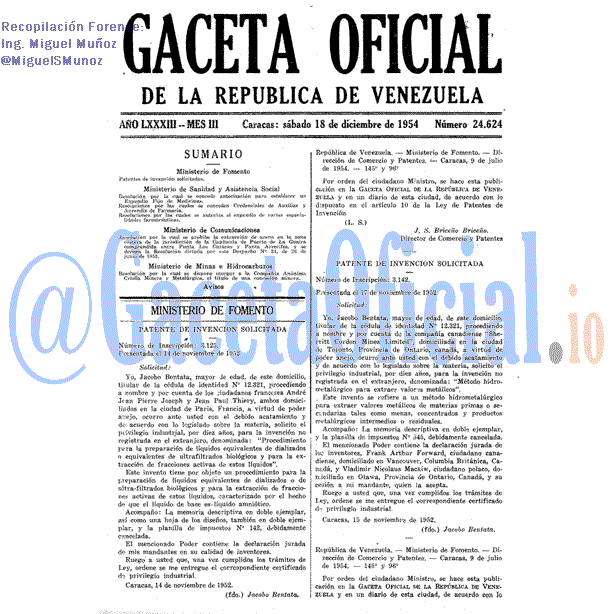 Gaceta Oficial 24624 del 18 Diciembre 1954