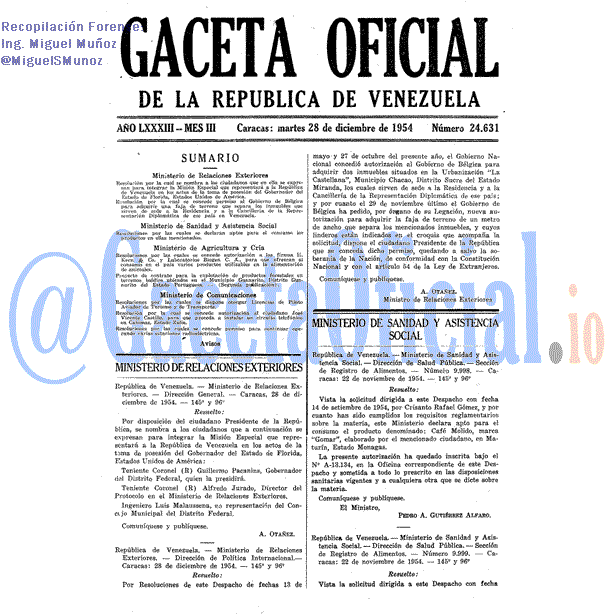 Gaceta Oficial 24631 del 28 Diciembre 1954