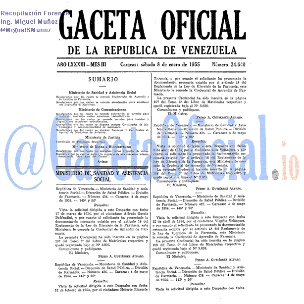 Gaceta Oficial 24640 del 8 Enero 1955