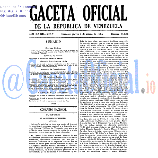 Gaceta Oficial 24686 del 3 Marzo 1955