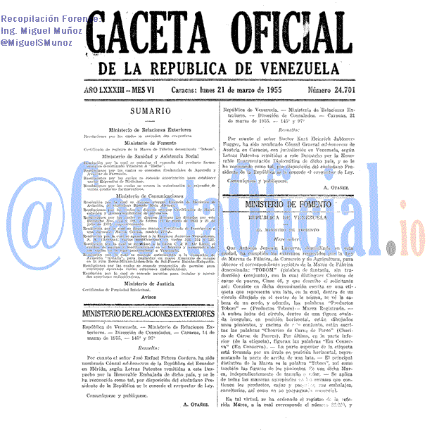 Gaceta Oficial 24701 del 21 Marzo 1955
