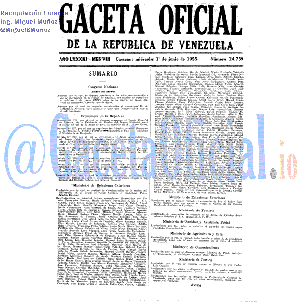 Gaceta Oficial 24759 del 1 Junio 1955