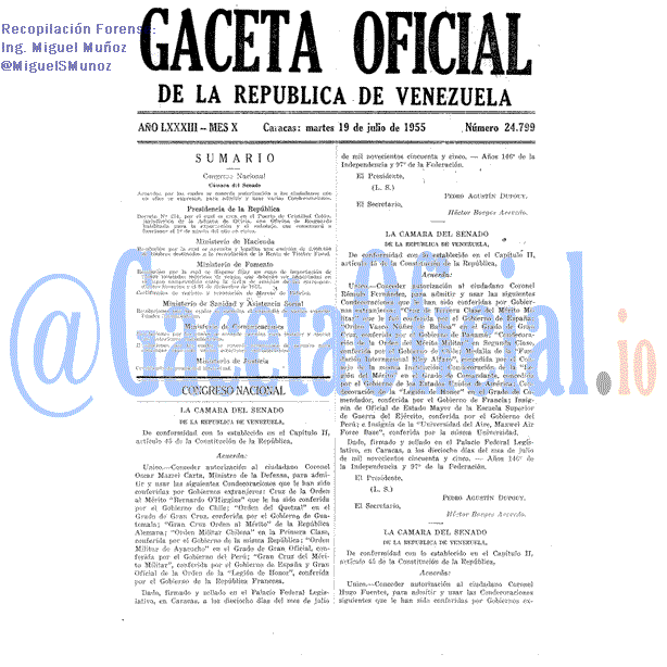Gaceta Oficial 24799 del 19 Julio 1955