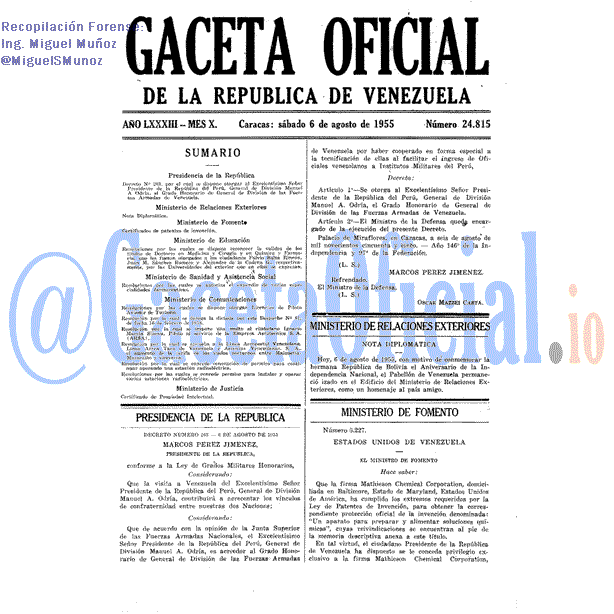 Gaceta Oficial 24815 del 6 Agosto 1955