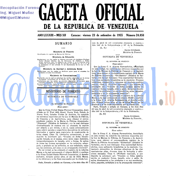 Gaceta Oficial 24856 del 23 Septiembre 1955