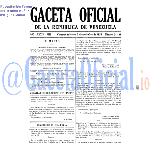 Gaceta Oficial 24889 del 2 Noviembre 1955