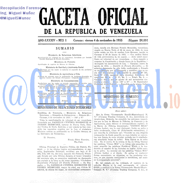 Gaceta Oficial 24891 del 4 Noviembre 1955