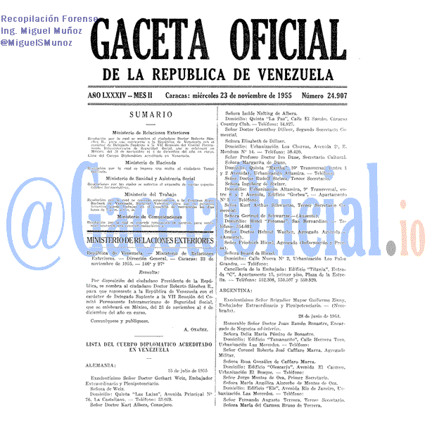 Gaceta Oficial 24907 del 23 Noviembre 1955