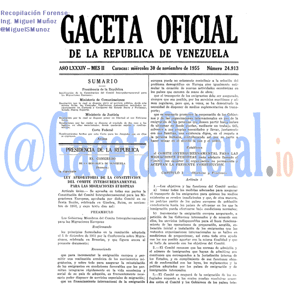 Gaceta Oficial 24913 del 30 Noviembre 1955