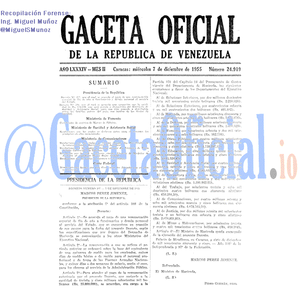 Gaceta Oficial 24919 del 7 Diciembre 1955