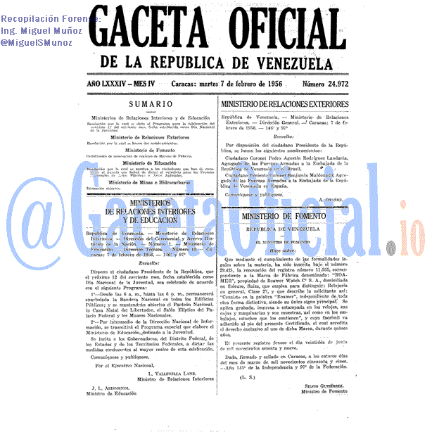 Gaceta Oficial 24972 del 7 Febrero 1956