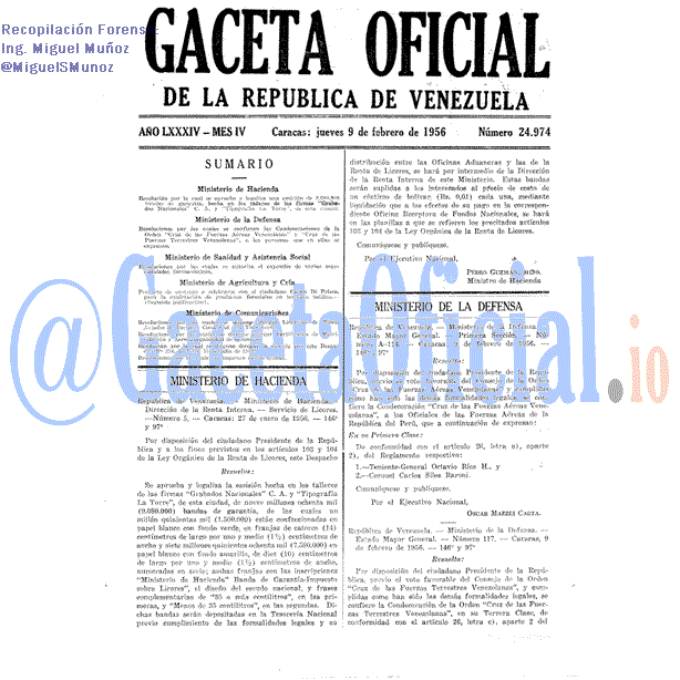 Gaceta Oficial 24974 del 9 Febrero 1956