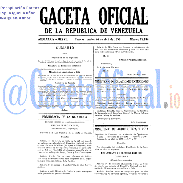 Gaceta Oficial 25034 del 24 Abril 1956