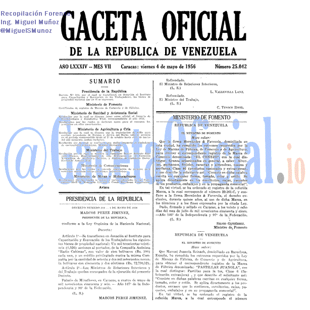 Gaceta Oficial 25042 del 4 Mayo 1956