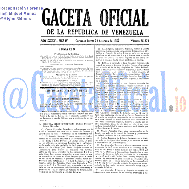 Gaceta Oficial 25270 del 31 Enero 1957
