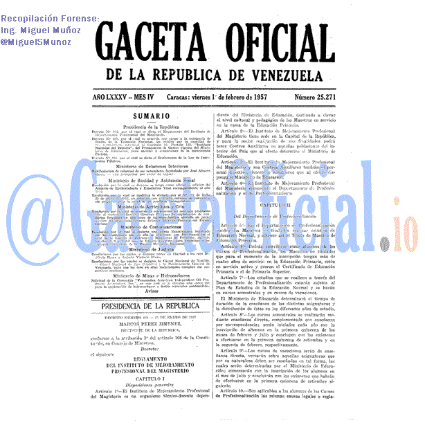 Gaceta Oficial 25271 del 1 Febrero 1957