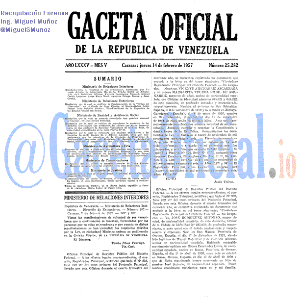 Gaceta Oficial 25282 del 14 Febrero 1957