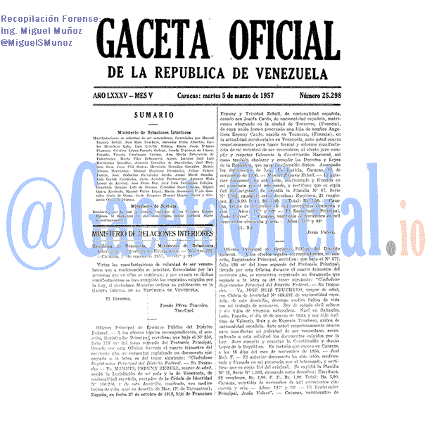 Gaceta Oficial 25298 del 5 Marzo 1957