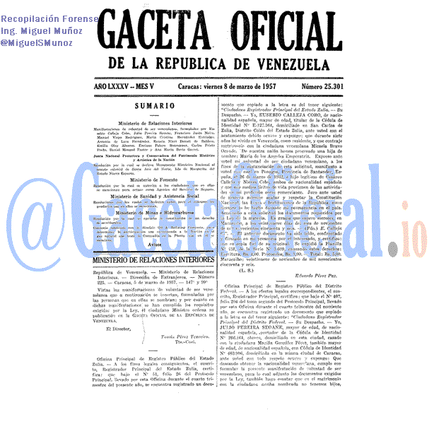 Gaceta Oficial 25301 del 8 Marzo 1957