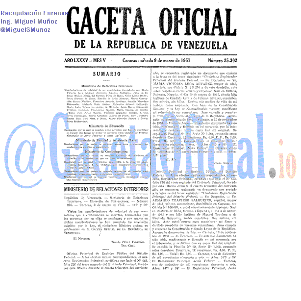 Gaceta Oficial 25302 del 9 Marzo 1957