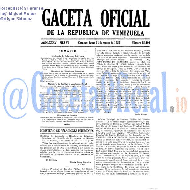 Gaceta Oficial 25303 del 11 Marzo 1957
