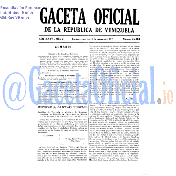 Gaceta Oficial 25304 del 12 Marzo 1957
